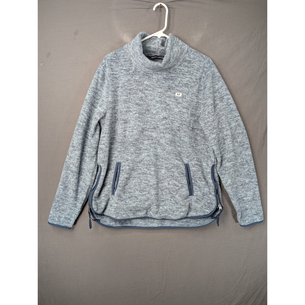 Abercrombie & Fitch Womens Blue Gray Fleece Side Zip Pullover Sweater Large